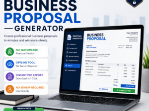 Create professional business proposals instantly with this offline HTML tool. No watermark in premium version. Instant download included.