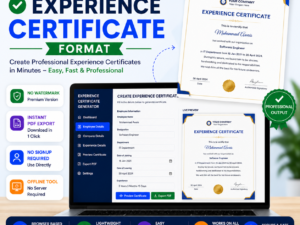 Create professional experience certificates instantly with this offline HTML tool. No watermark, instant PDF export, easy download, and browser-based.