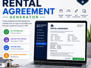 Create professional rental agreements instantly with this offline HTML tool. No watermark in premium version. Instant download included.