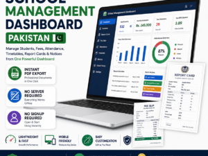 chool management dashboard pakistan, school management system pakistan, student report card generator pakistan, school fee challan pakistan, fee slip generator pakistan, attendance tracker pakistan, school timetable generator pakistan, school notice generator pakistan, school software pakistan, academy management software pakistan, education management system pakistan, school administration software, school dashboard html tool, school management download, pakistan school management solution