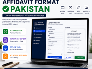 Create professional affidavits instantly with this offline HTML tool. No watermark in premium version. Instant PDF download included.