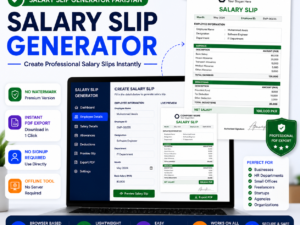 Create professional salary slips instantly with this offline Salary Slip Generator Pakistan tool. No watermark, instant PDF export, easy download.